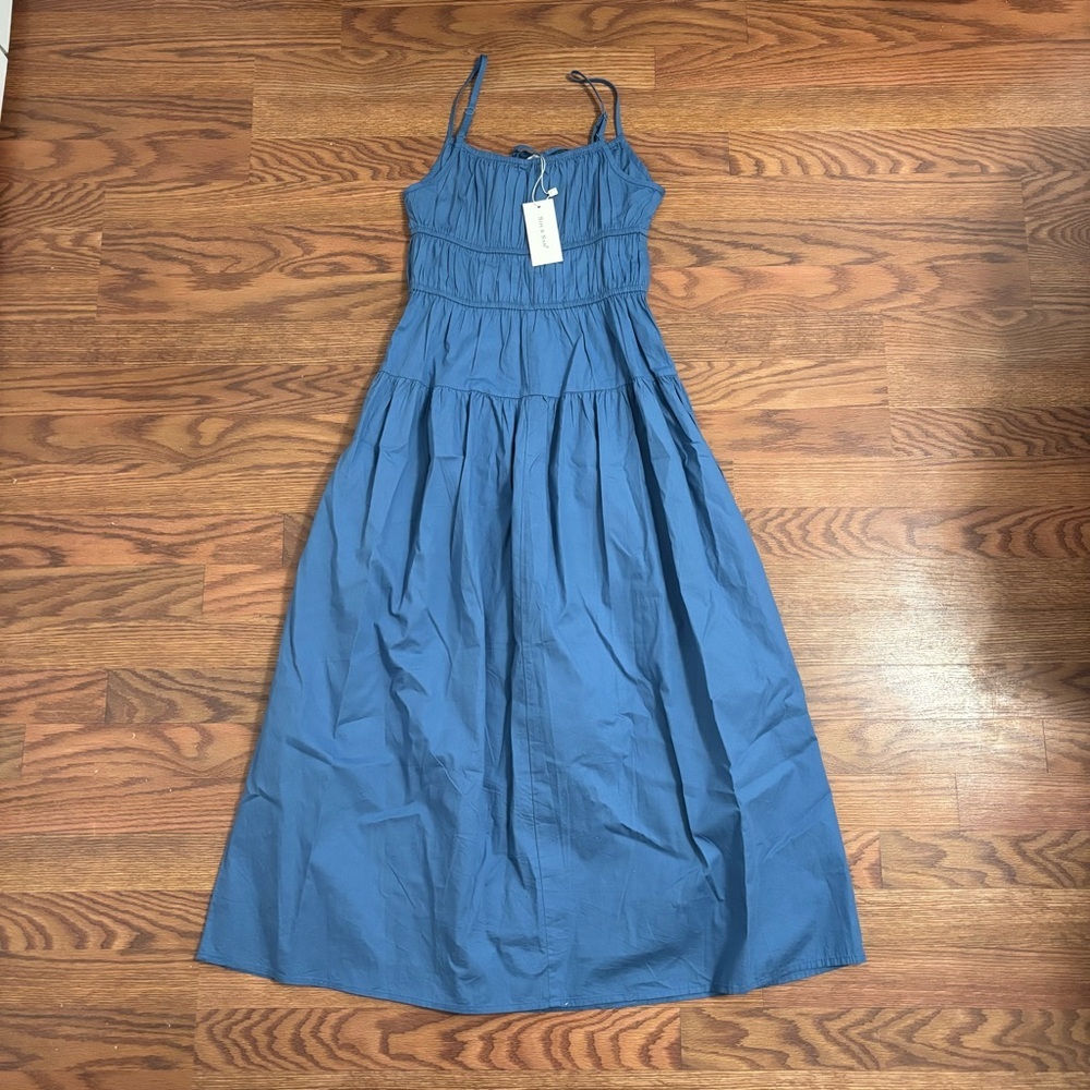 Sim & Sam tie front milkmaid poplin midi Dress - Picture 6 of 6